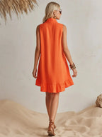 Vestido Corto · Naranja Media Cremallera