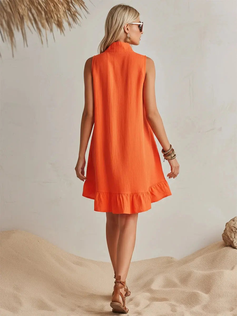 Vestido Corto · Naranja Media Cremallera