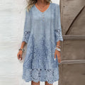 Vestido Midi · Azul Floral Bordado