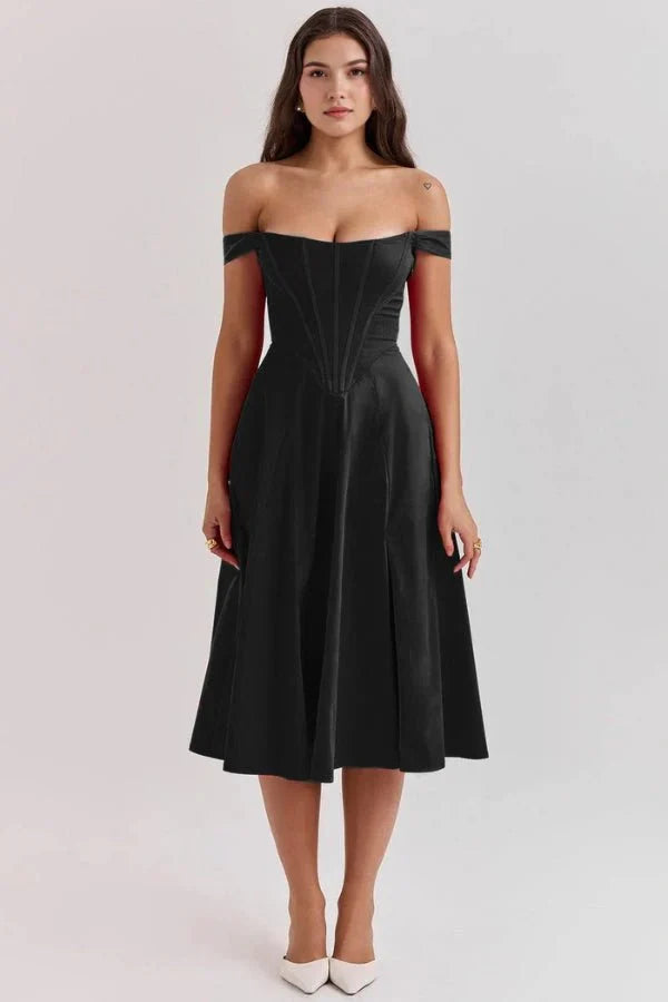 Vestido Midi · Hombros Descubiertos
