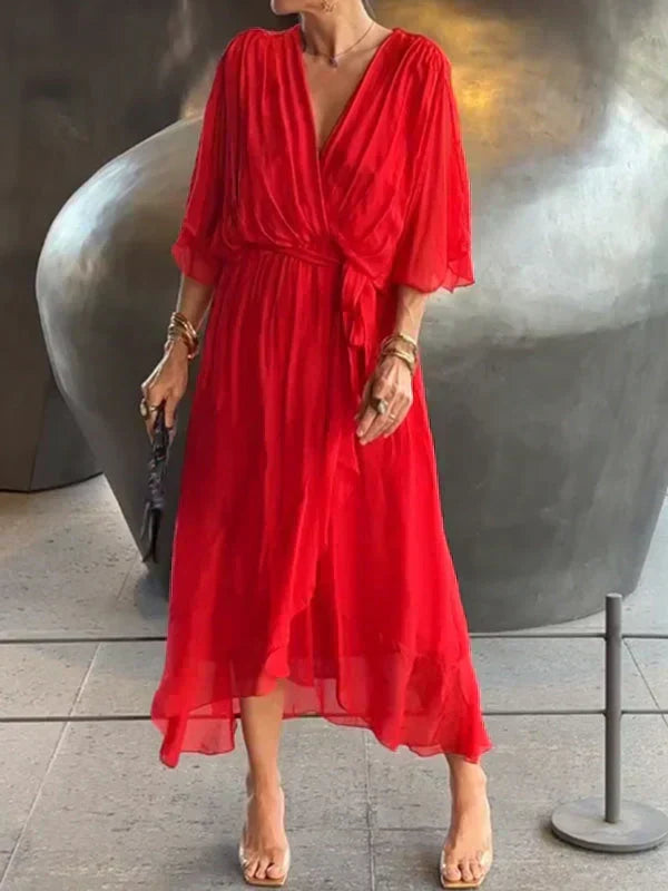 Vestido Midi · Gasa con Cinturón