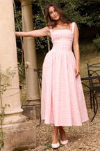 Vestido Midi · Rojo Cuadros Vichy