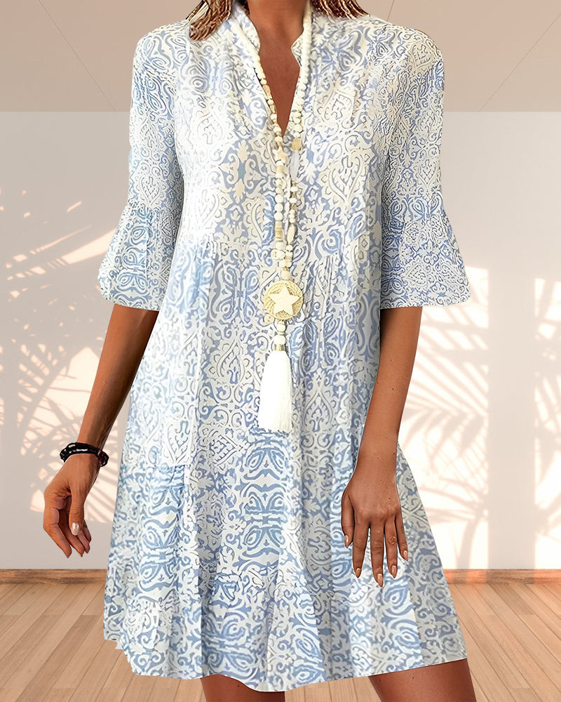 Vestido Largo · Azul Floral