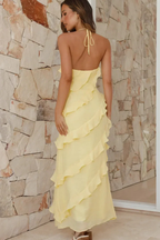 Vestido Largo · Rojo Volantes
