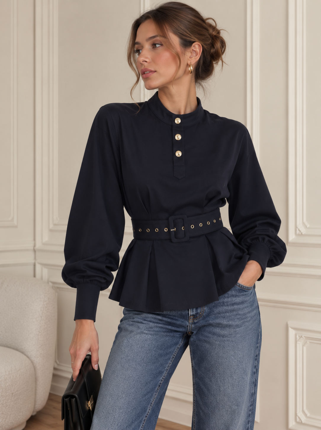 Blusa Peplum con Cinturón