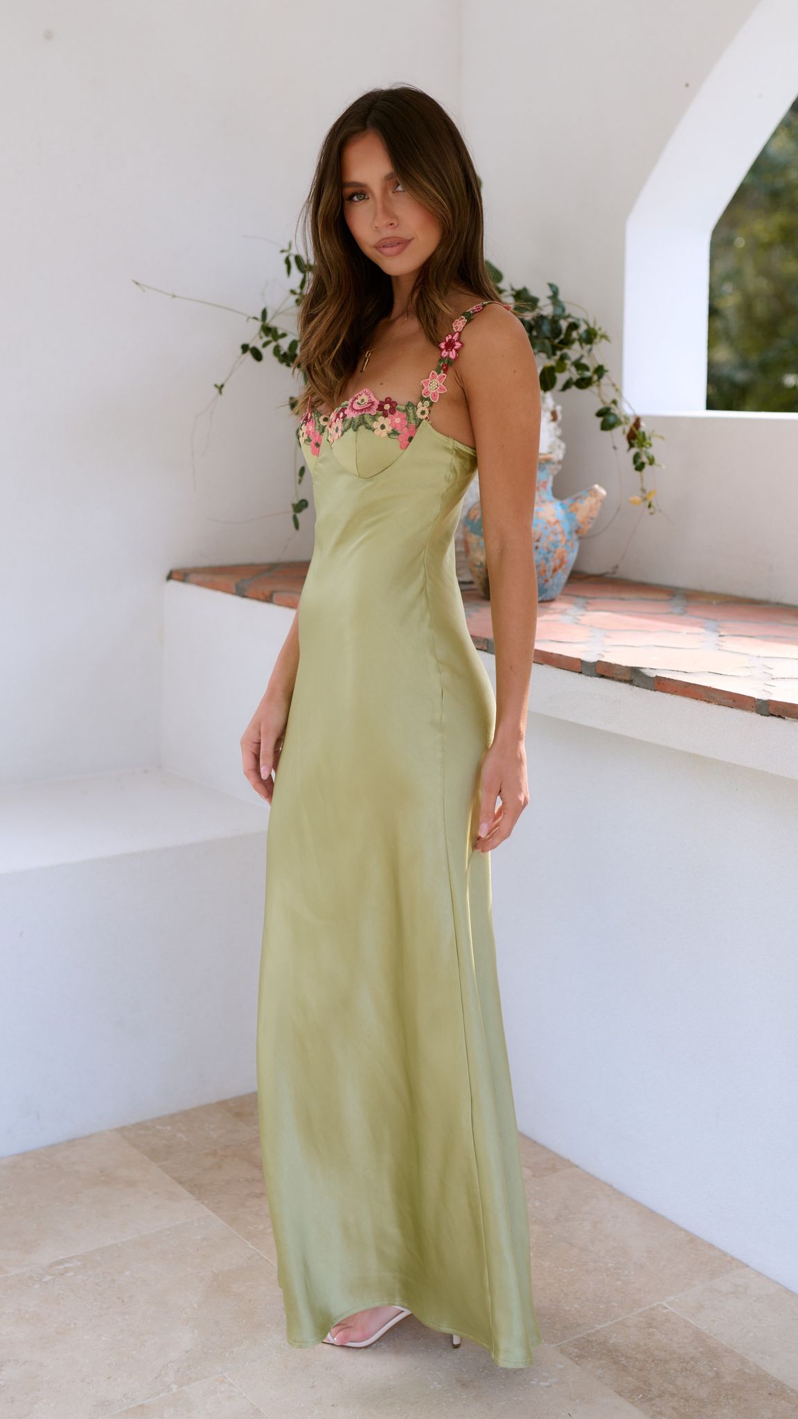 Vestido Largo · Floral Palabra de Honor