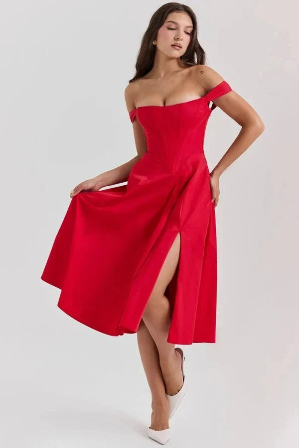 Vestido Midi · Hombros Descubiertos