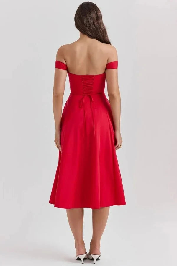 Vestido Midi · Hombros Descubiertos