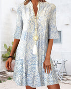 Vestido Largo · Azul Floral