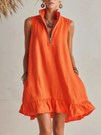 Vestido Corto · Naranja Media Cremallera