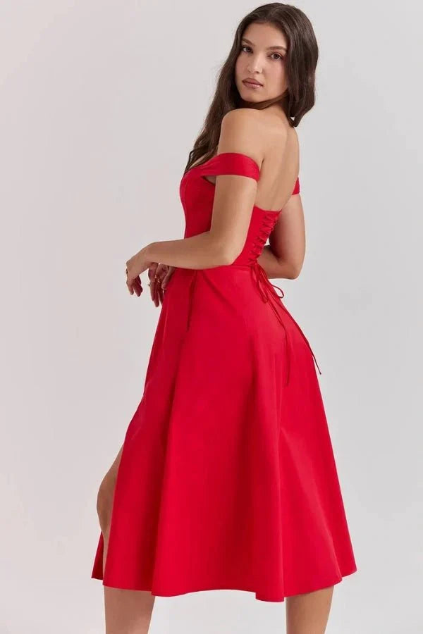 Vestido Midi · Hombros Descubiertos