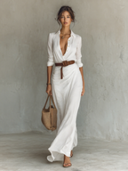 Vestido Camisero · Caqui con Cinturón