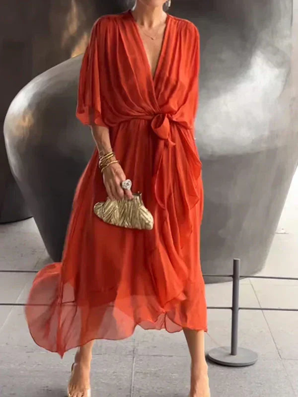 Vestido Midi · Gasa con Cinturón