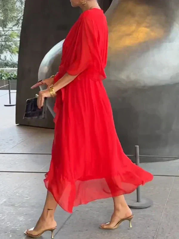 Vestido Midi · Gasa con Cinturón