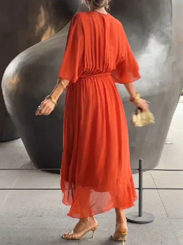 Vestido Midi · Gasa con Cinturón