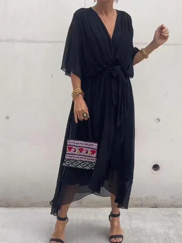 Vestido Midi · Gasa con Cinturón