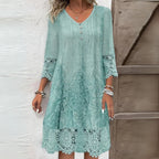 Vestido Midi · Azul Floral Bordado