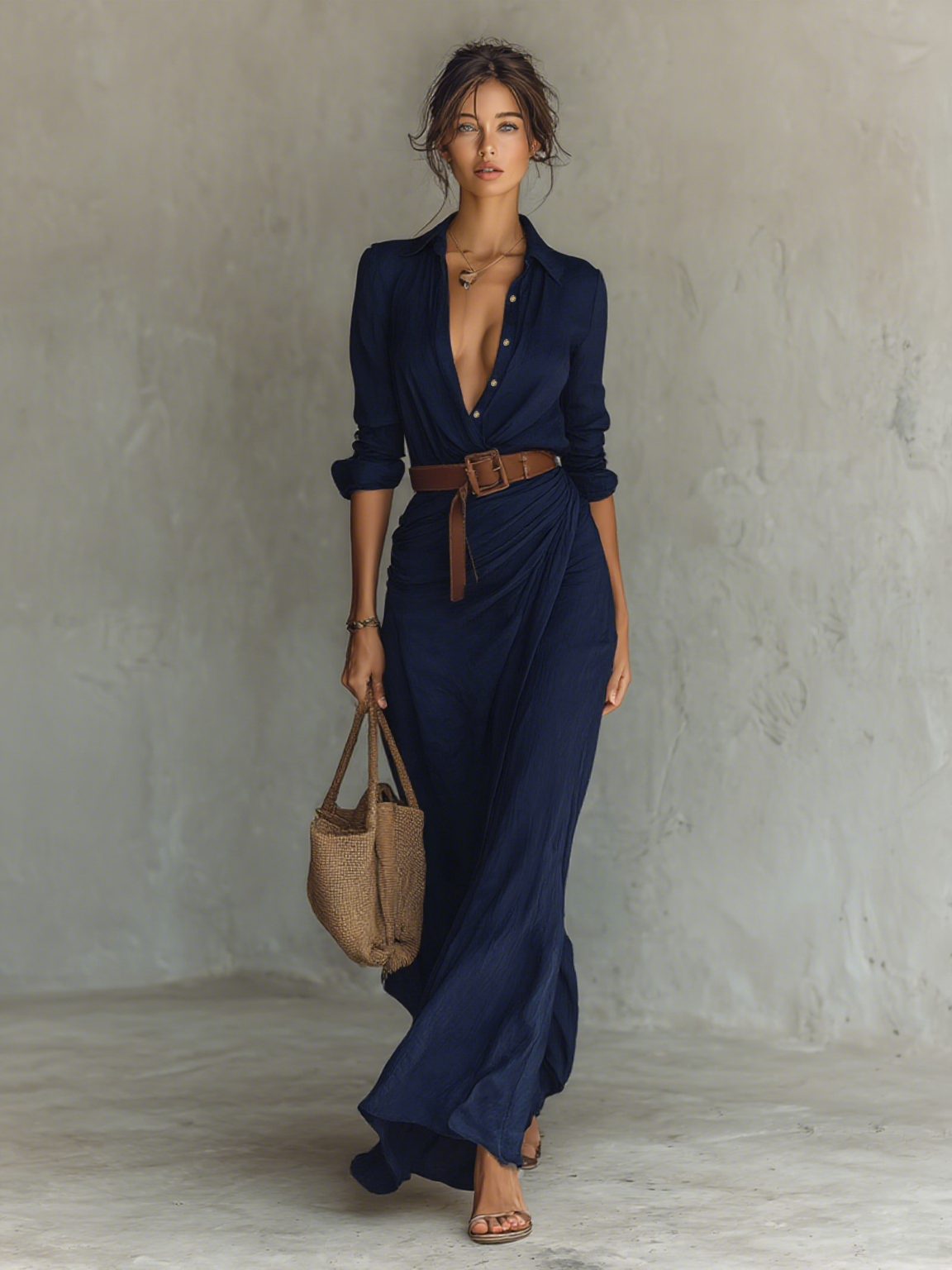 Vestido Camisero · Caqui con Cinturón