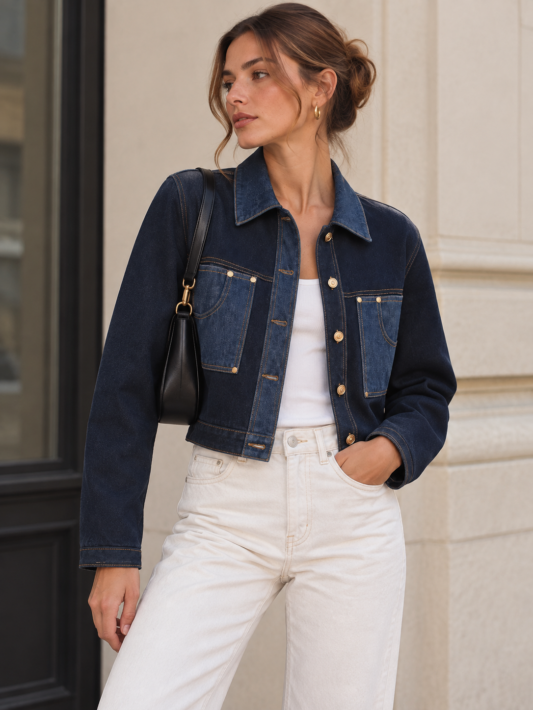 Chaqueta Corta Denim y Punto