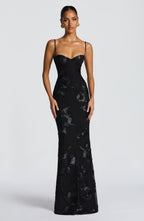Vestido Largo · Lentejuelas Floral