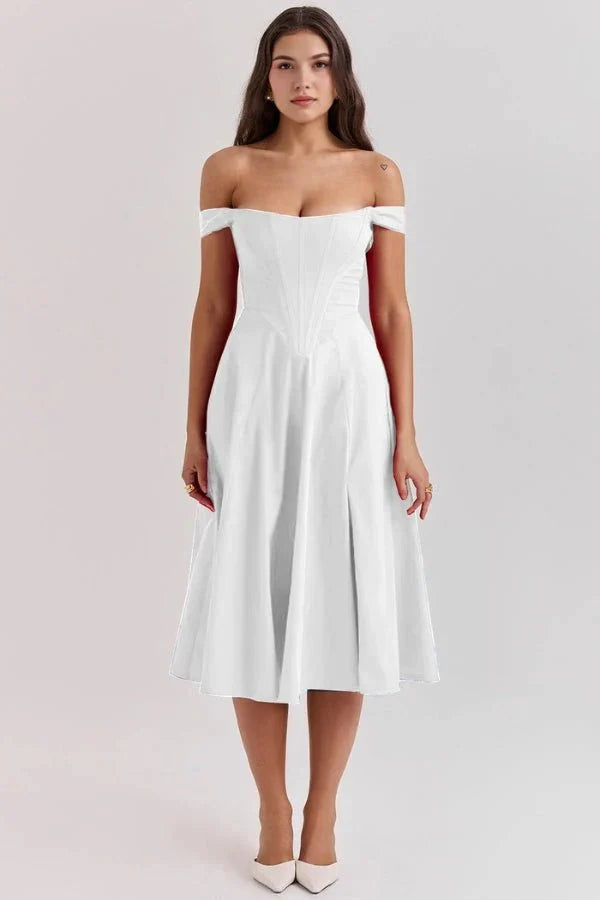 Vestido Midi · Hombros Descubiertos
