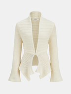 Escote V Long-sleeved Fluido Knitted Cárdigan