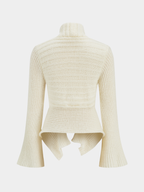 Escote V Long-sleeved Fluido Knitted Cárdigan