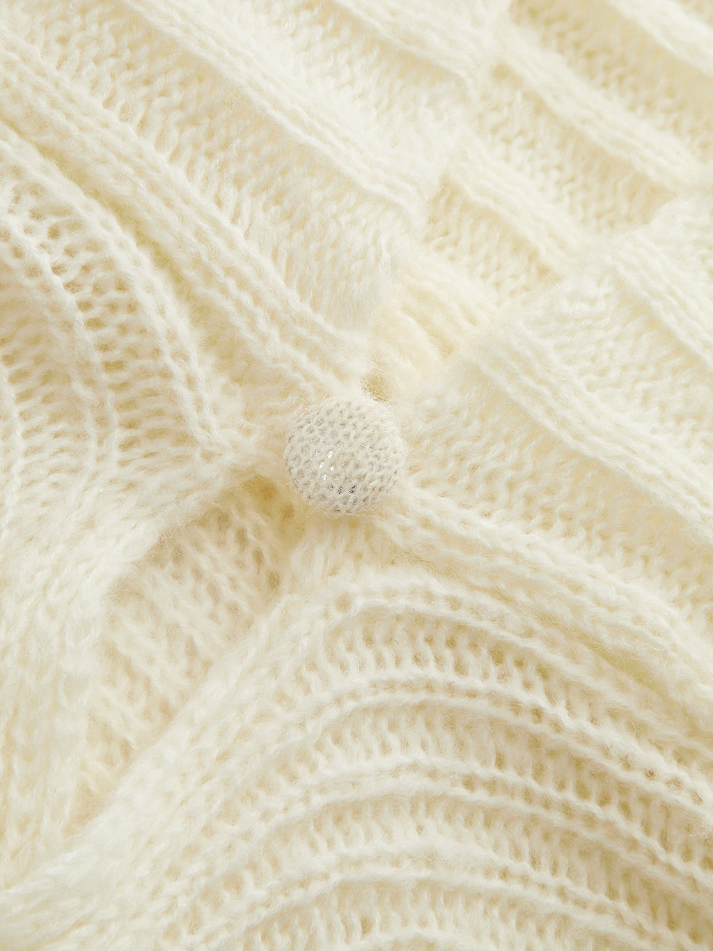 Escote V Long-sleeved Fluido Knitted Cárdigan