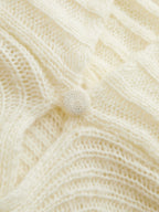 Escote V Long-sleeved Fluido Knitted Cárdigan