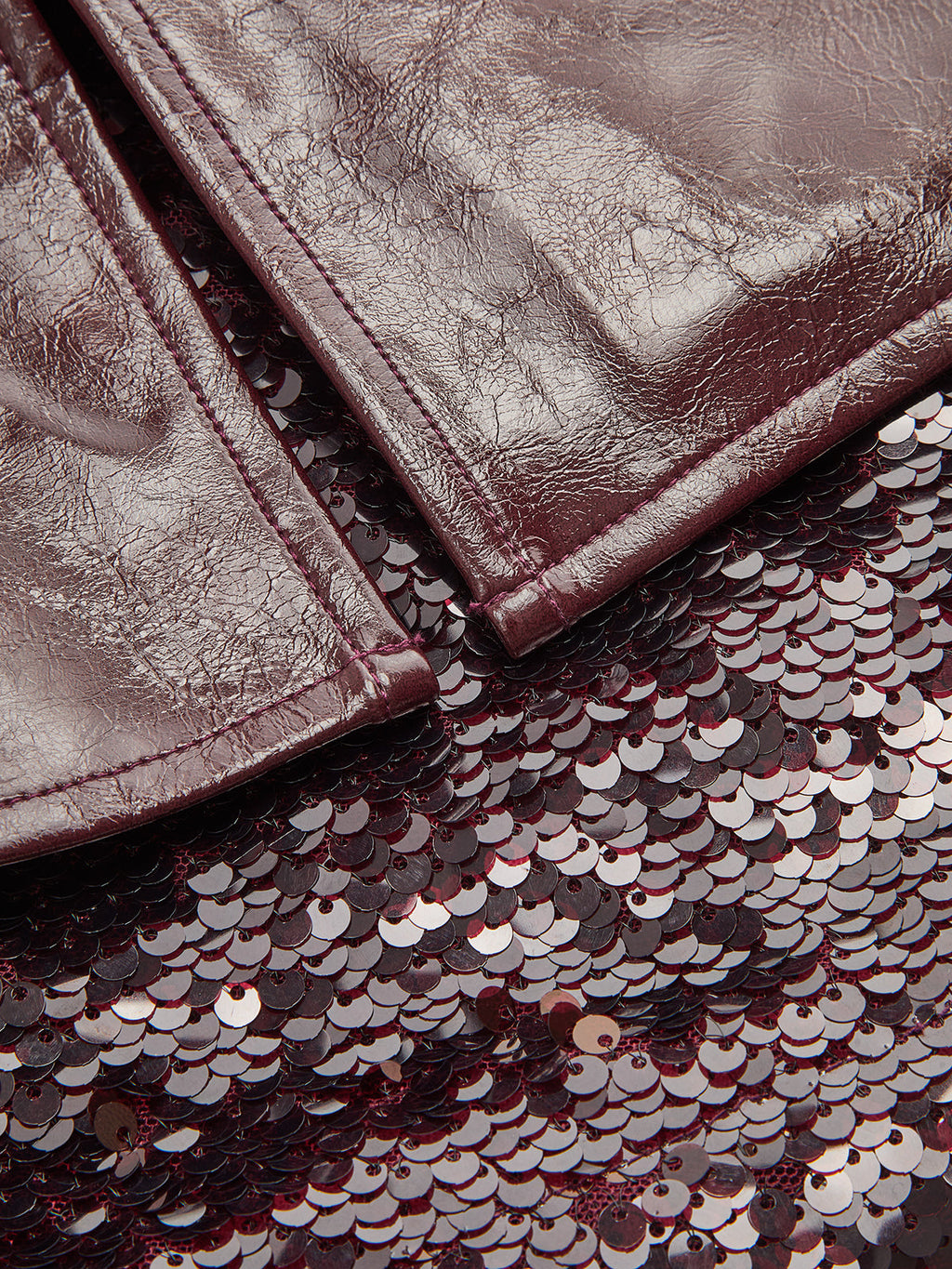 Faux-Leather Lentejuelas Panel mini Falda