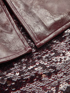 Faux-Leather Lentejuelas Panel mini Falda