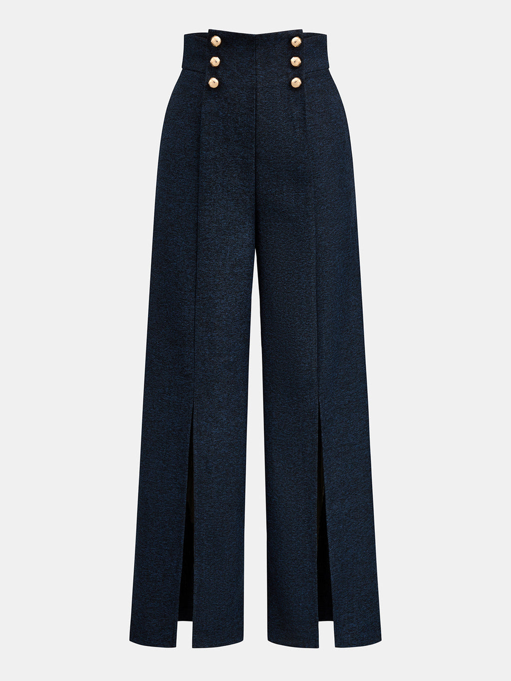 Double-Row frontal-Slit Pierna Ancha Pantalón
