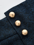 Double-Row frontal-Slit Pierna Ancha Pantalón
