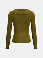 Cruzado-V cuello Ribbed ribete Fitted Punto Top