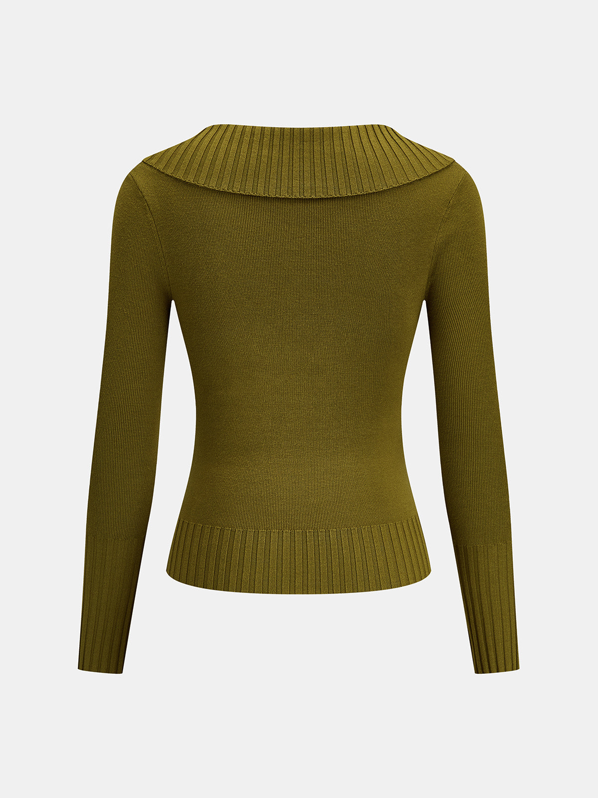 Cruzado-V cuello Ribbed ribete Fitted Punto Top