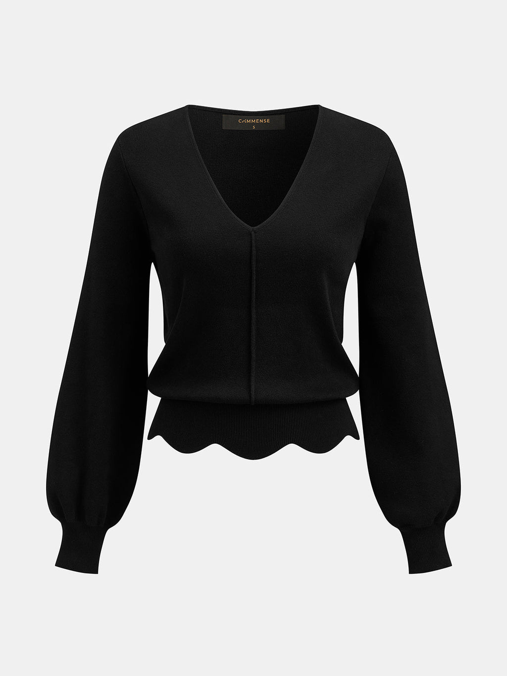 Scalloped bajo Escote V Punto Top