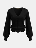 Scalloped bajo Escote V Punto Top