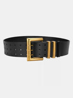 Multi-Prong Hebilla Wide Leather cintura Belt