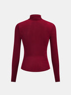 Cuello Alto Fruncido Manga Larga Fitted Top