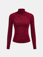 Cuello Alto Fruncido Manga Larga Fitted Top