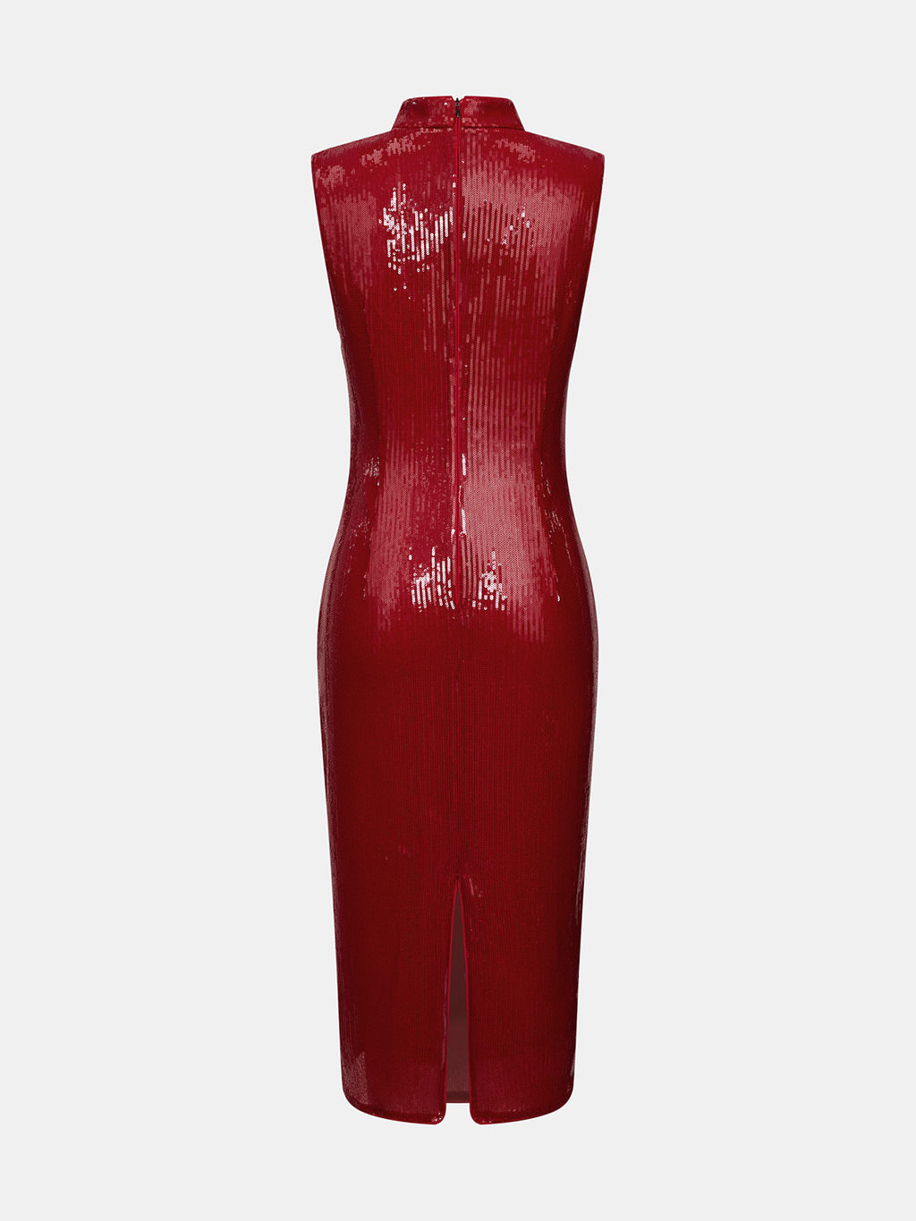 Frog-botón Lentejuelas Cheongsam Vestido midi