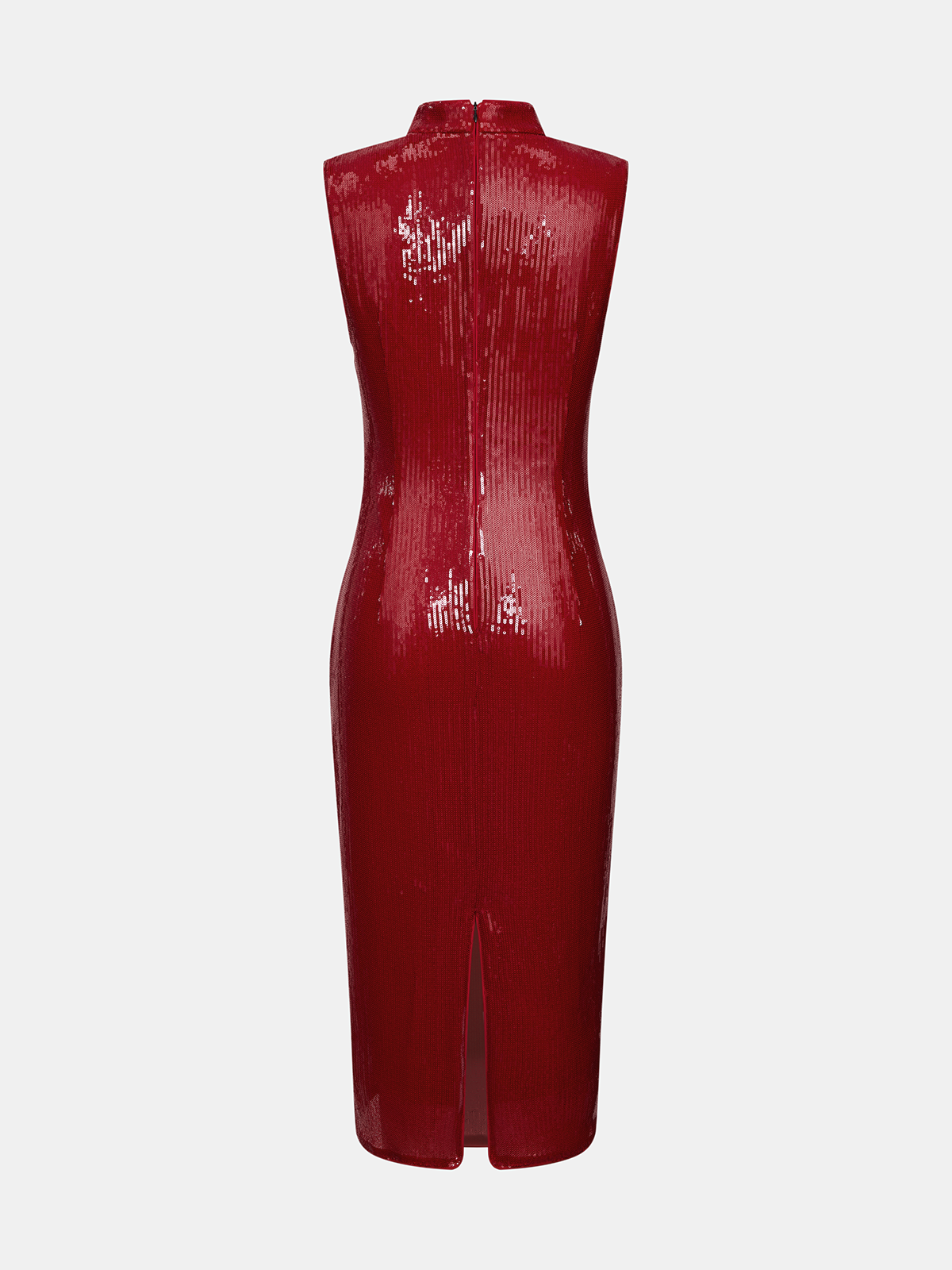 Frog-botón Lentejuelas Cheongsam Vestido midi