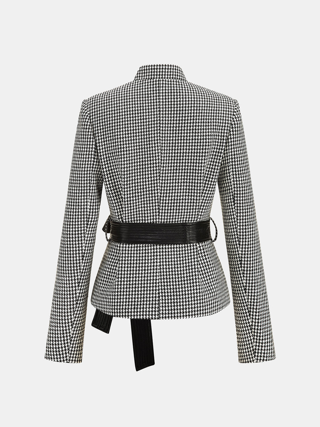 Houndstooth Frog botón con Cinturón Chaqueta
