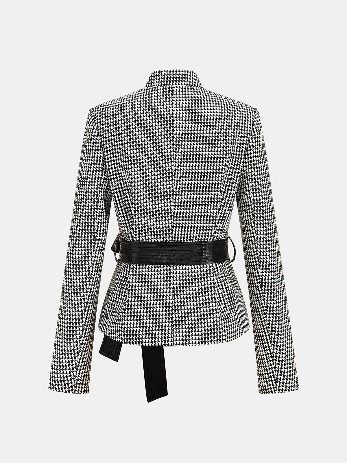Houndstooth Frog botón con Cinturón Chaqueta