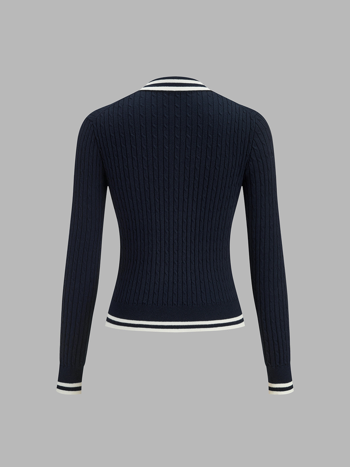 Rayas ribete Cable-Punto Polo jersey
