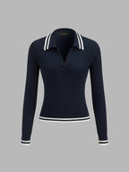 Rayas ribete Cable-Punto Polo jersey