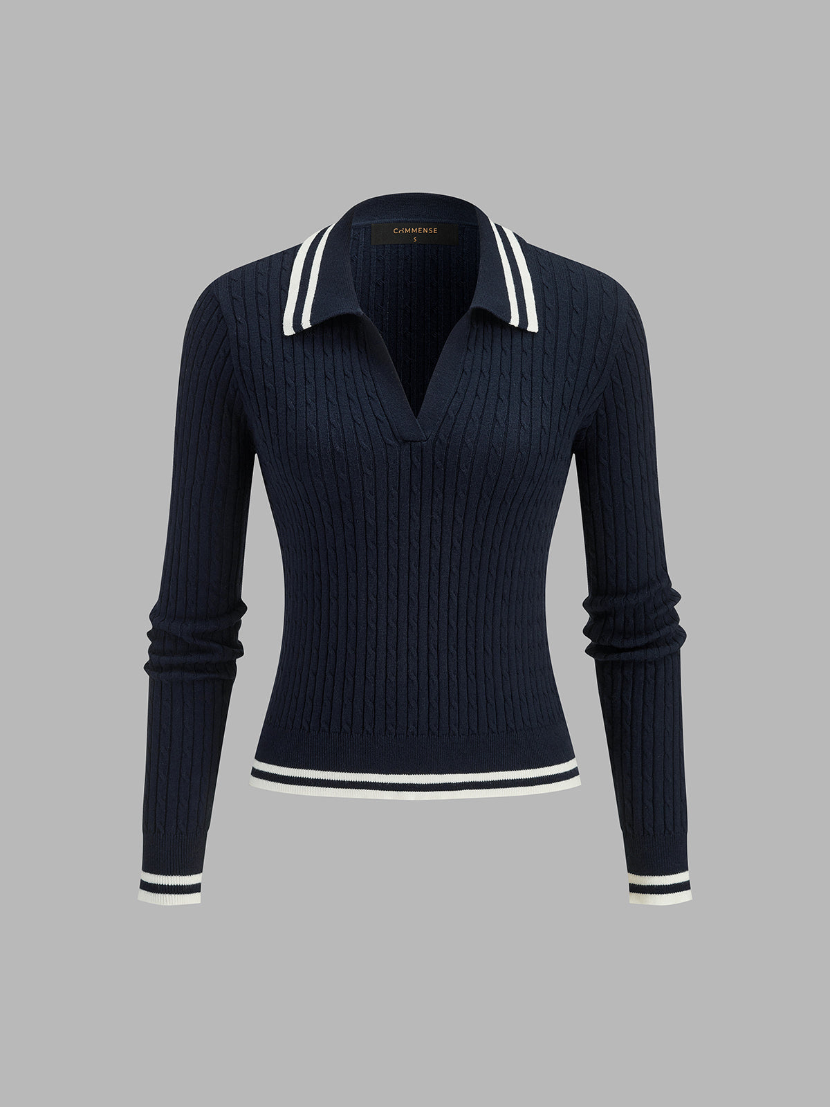 Rayas ribete Cable-Punto Polo jersey