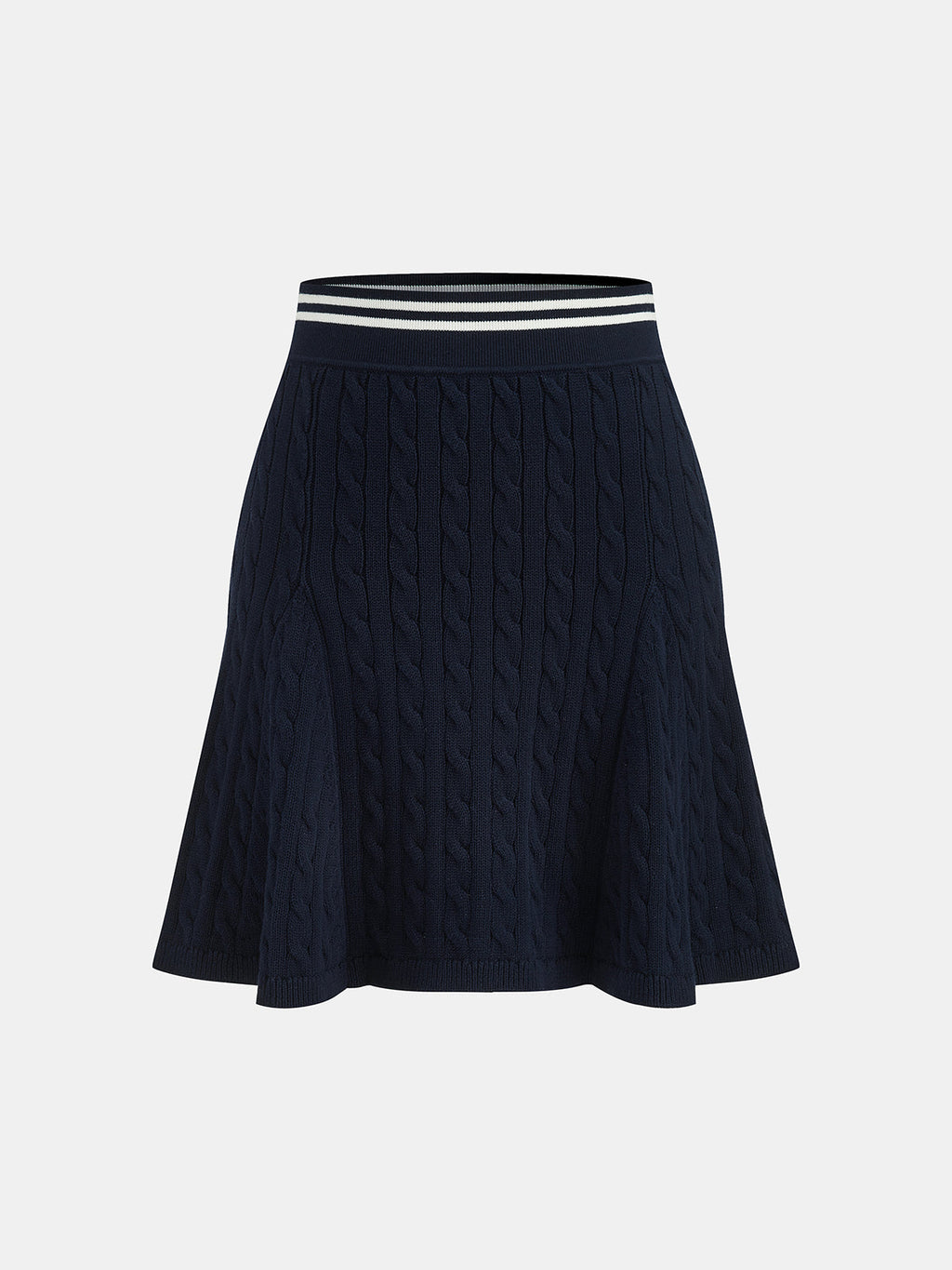 Cable-Punto Rayas cintura Flare Punto Falda