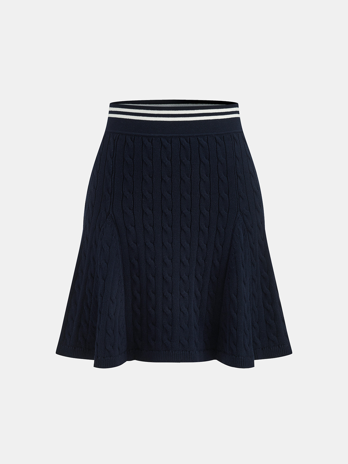 Cable-Punto Rayas cintura Flare Punto Falda