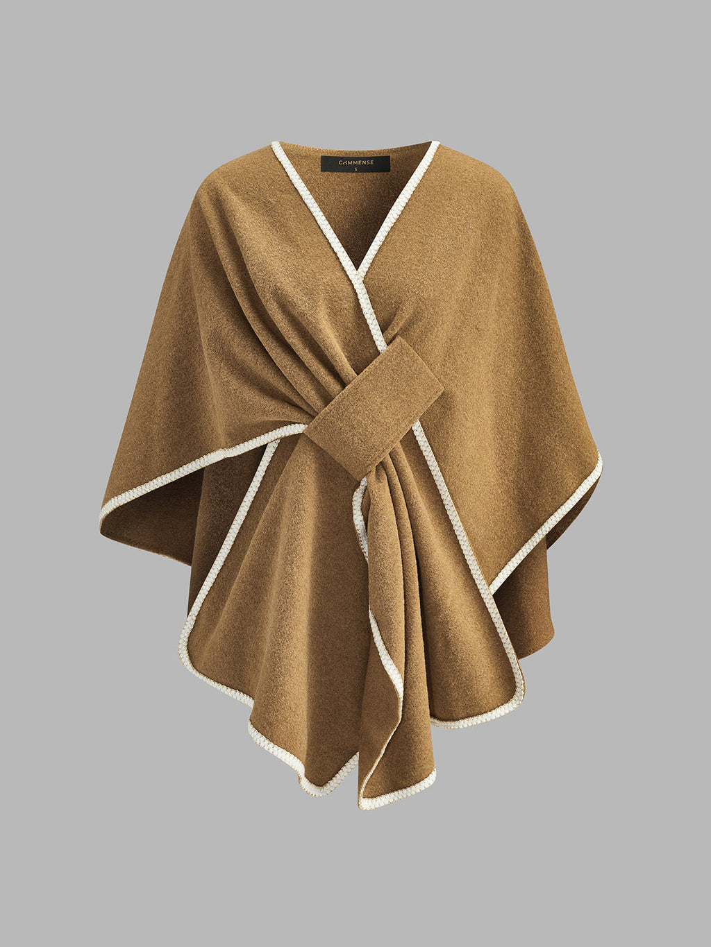 Contraste-ribete Knotted Poncho